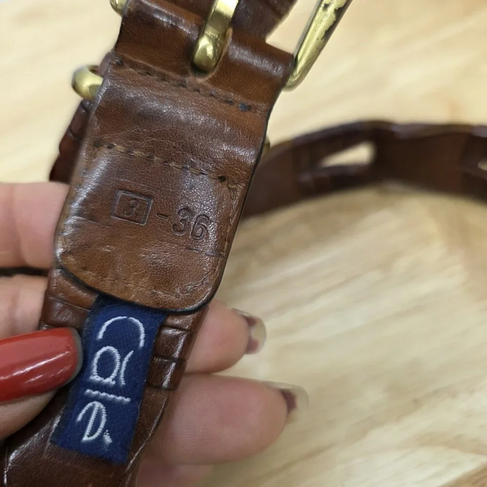 Cale Spanish Brown Leather Braided Boho Western Belt Sz 36 Statement Belt - Picture 3 of 9